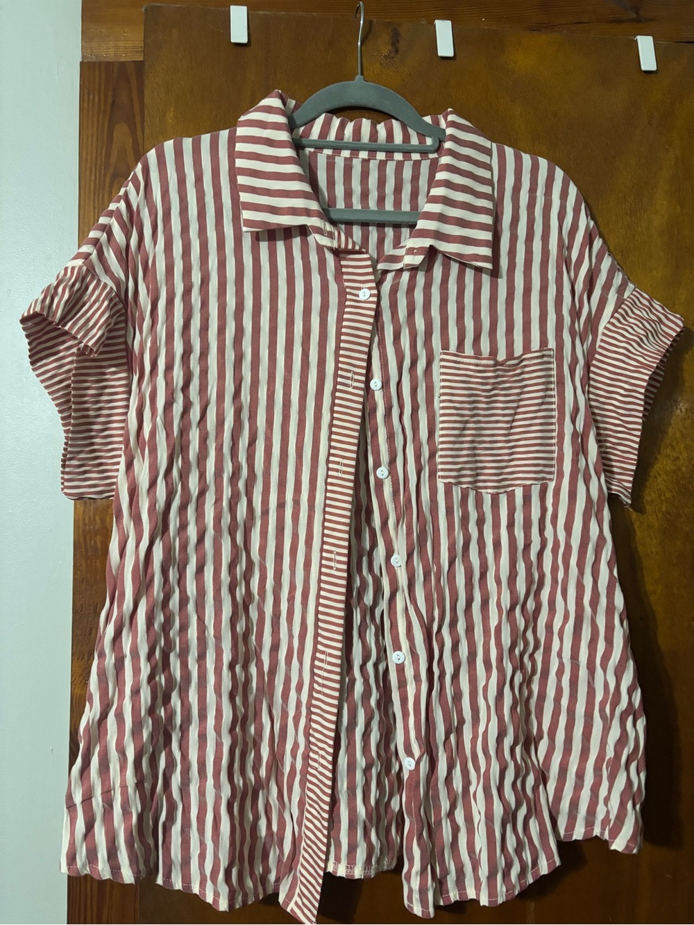 SHEIN Striped Short-Sleeve Button-Down Shirt